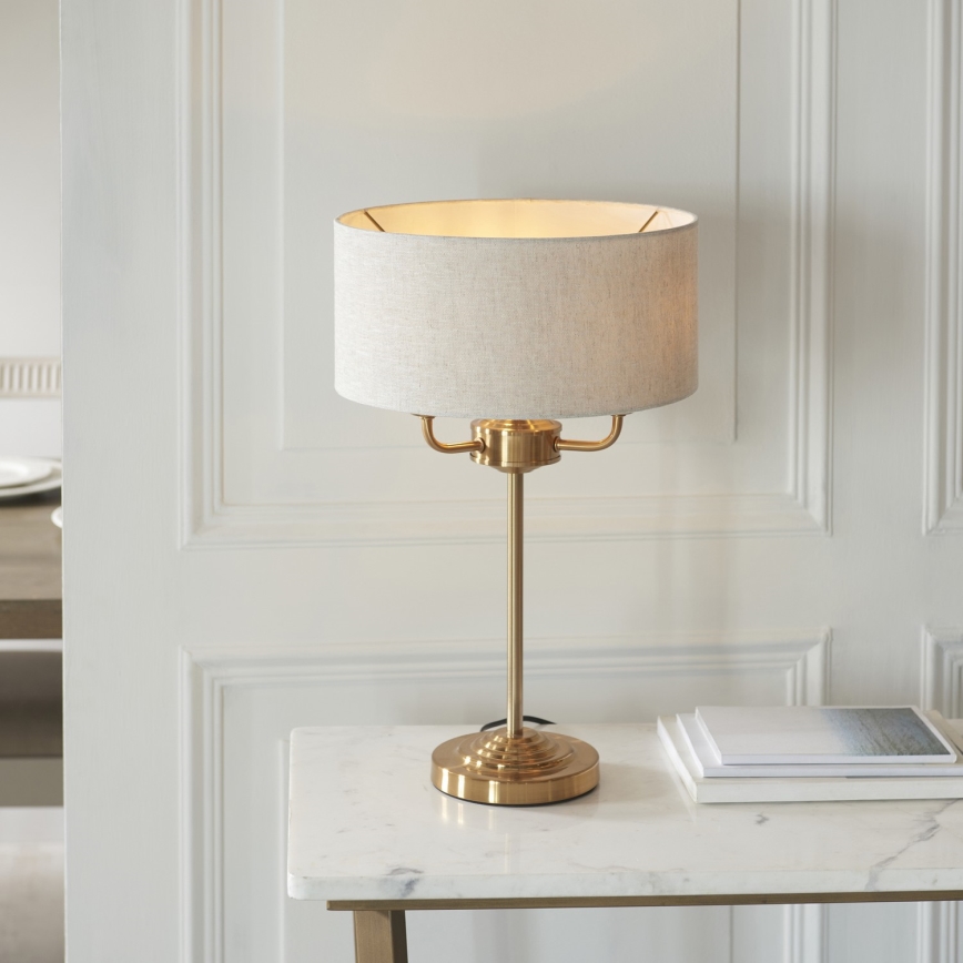 Endon 110721 - Bordlampe HIGHCLERE 3xE14/18W/230V beige/messing