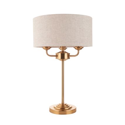 Endon 110721 - Bordlampe HIGHCLERE 3xE14/18W/230V beige/messing