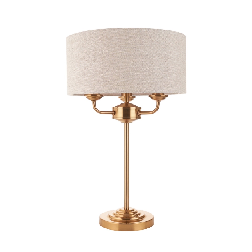 Endon 110721 - Bordlampe HIGHCLERE 3xE14/18W/230V beige/messing