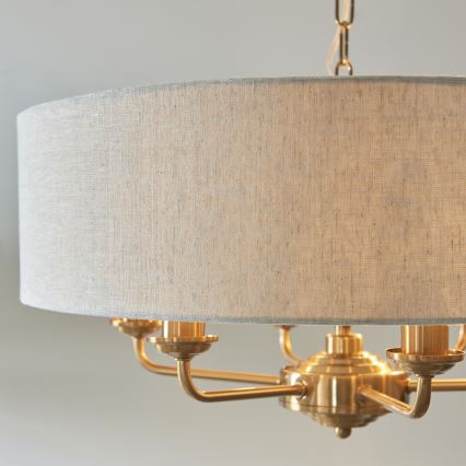 Endon 110722 - Kædeophængt lysekrone HIGHCLERE 6xE14/40W/230V beige/messing Ø 55 cm