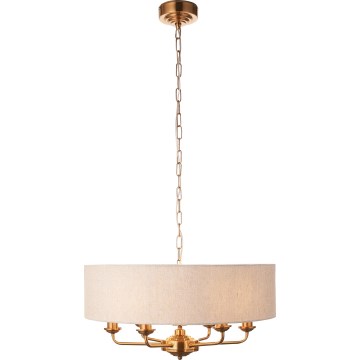 Endon 110722 - Pendel med kædeophæng HIGHCLERE 6xE14/6W/230V beige/messing diameter 55 cm