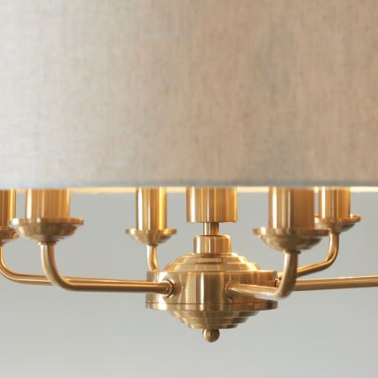 Endon 110722 - Pendel med kædeophæng HIGHCLERE 6xE14/6W/230V beige/messing diameter 55 cm
