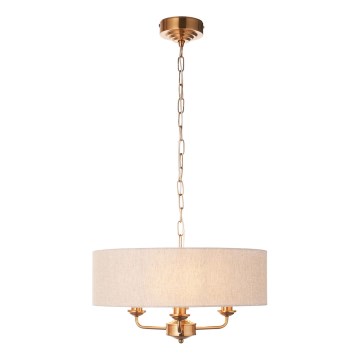 Endon 110723 - Pendel med kædeophæng HIGHCLERE 3xE14/40W/230V beige/messing