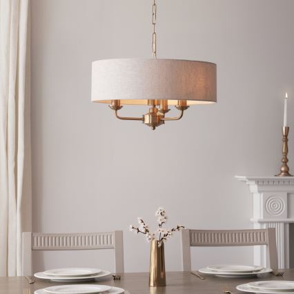 Endon 110723 - Pendel med kædeophæng HIGHCLERE 3xE14/40W/230V beige/messing