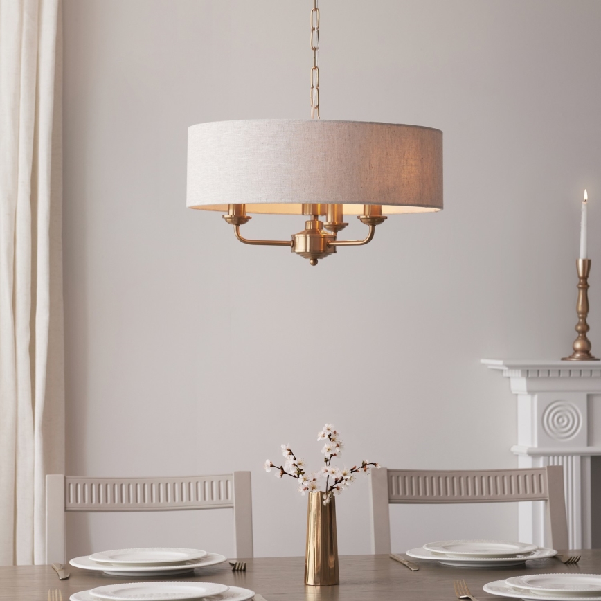 Endon 110723 - Pendel med kædeophæng HIGHCLERE 3xE14/40W/230V beige/messing