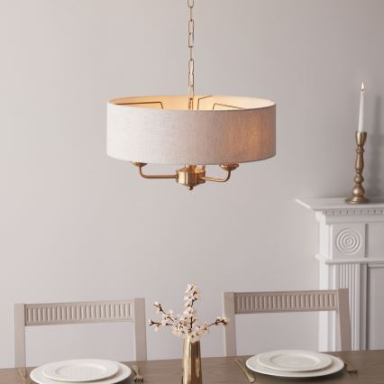 Endon 110723 - Pendel med kædeophæng HIGHCLERE 3xE14/40W/230V beige/messing
