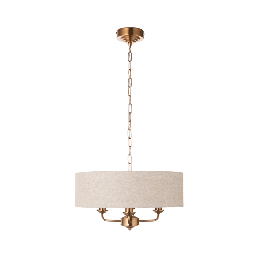 Endon 110723 - Pendel med kædeophæng HIGHCLERE 3xE14/40W/230V beige/messing