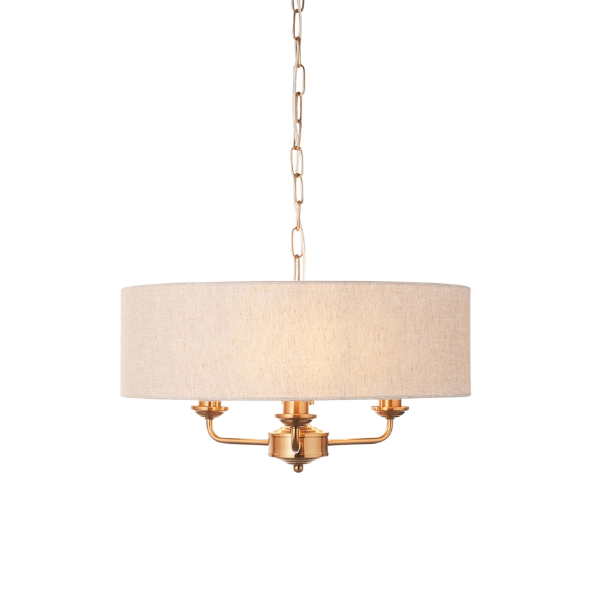 Endon 110723 - Pendel med kædeophæng HIGHCLERE 3xE14/40W/230V beige/messing