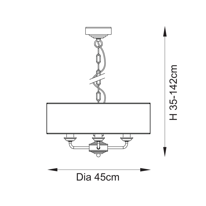 Endon 110723 - Pendel med kædeophæng HIGHCLERE 3xE14/40W/230V beige/messing