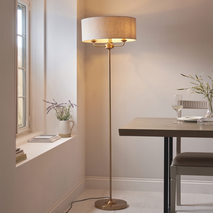 Endon 110724 - Gulvlampe HIGHCLERE 1xE14/40W/230V beige/messing