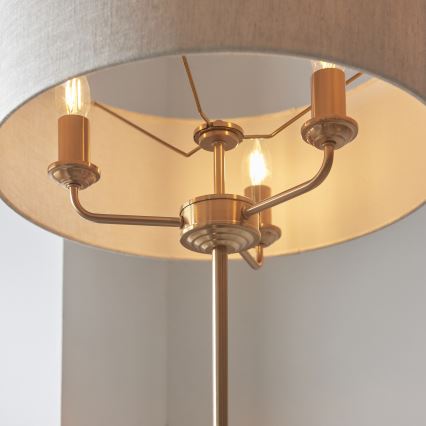 Endon 110724 - Gulvlampe HIGHCLERE 1xE14/40W/230V beige/messing