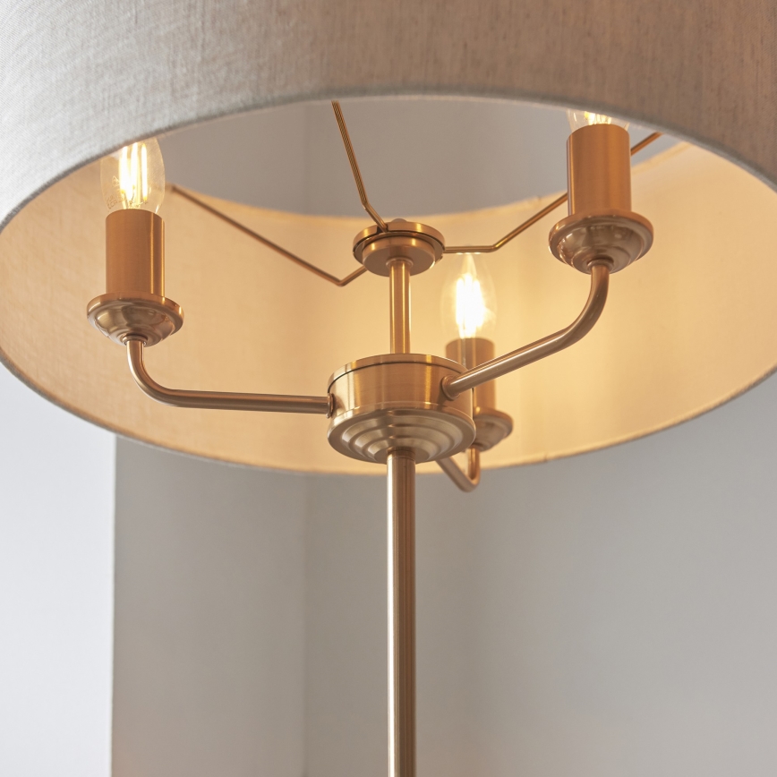 Endon 110724 - Gulvlampe HIGHCLERE 1xE14/40W/230V beige/messing