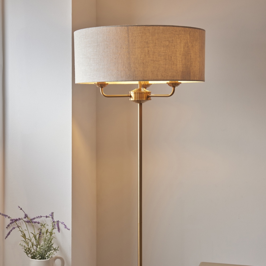 Endon 110724 - Gulvlampe HIGHCLERE 1xE14/40W/230V beige/messing