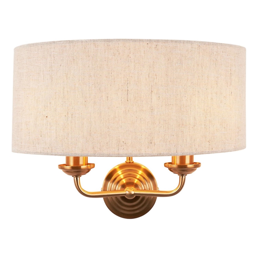 Endon 110726 - Væglampe HIGHCLERE 2xE14/40W/230V beige/messing