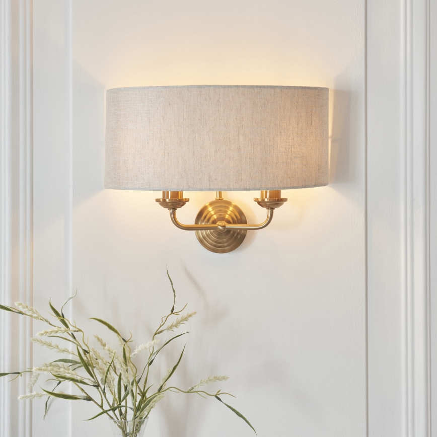 Endon 110726 - Væglampe HIGHCLERE 2xE14/40W/230V beige/messing