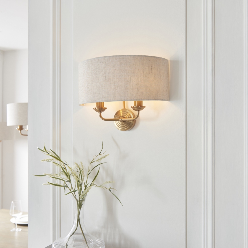Endon 110726 - Væglampe HIGHCLERE 2xE14/40W/230V beige/messing