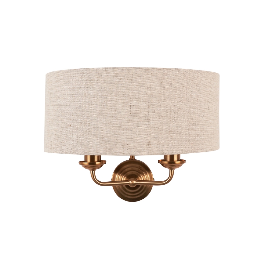 Endon 110726 - Væglampe HIGHCLERE 2xE14/40W/230V beige/messing