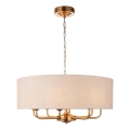 Endon 110727 - Lysekrone med kædeophæng HIGHCLERE 8xE14/6W/230V beige/messing Ø 70 cm