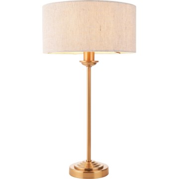 Endon 110728 - Bordlampe HIGHCLERE 1xE14/7W/230V beige/messing Ø 25 cm