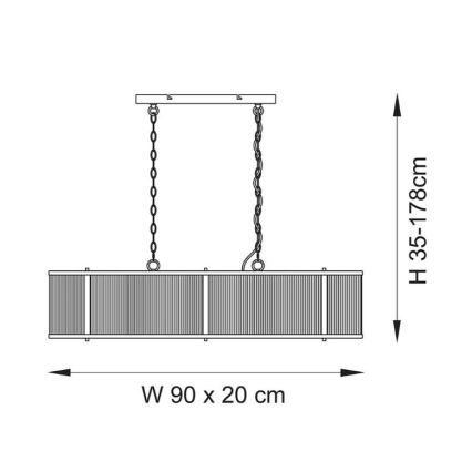 Endon 110945 - Pendel med kædeophæng RIDGETON 4xE14/6W/230V messing/transparent