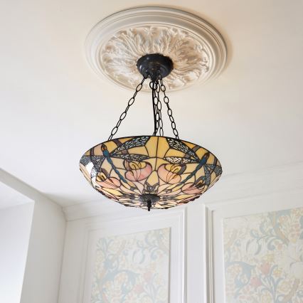Endon 111869 - Lysekrone på kæde Tiffany ASHTON 3xE27/10W/230V Ø 45 cm