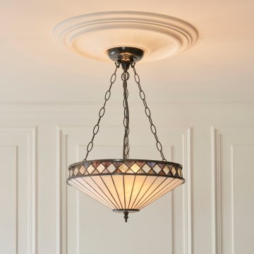 Endon 111870 - Kædeophængt Tiffany-lysekrone FARGO 3xE27/10W/230V Ø 41,5 cm