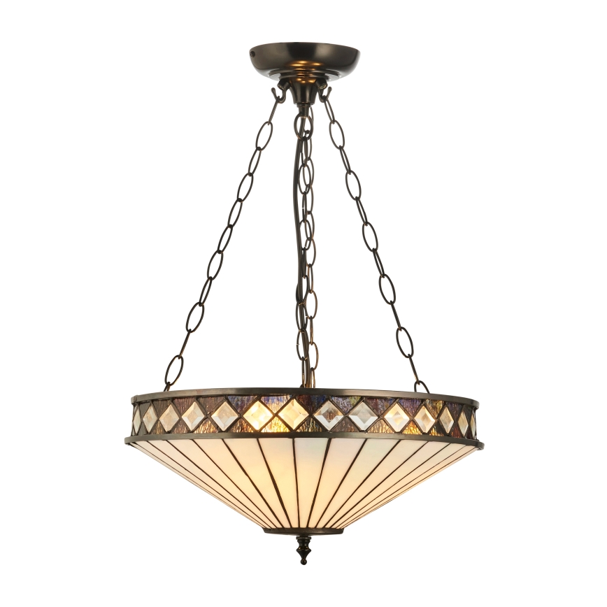 Endon 111870 - Kædeophængt Tiffany-lysekrone FARGO 3xE27/10W/230V Ø 41,5 cm
