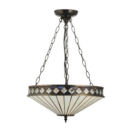 Endon 111870 - Kædeophængt Tiffany-lysekrone FARGO 3xE27/10W/230V Ø 41,5 cm