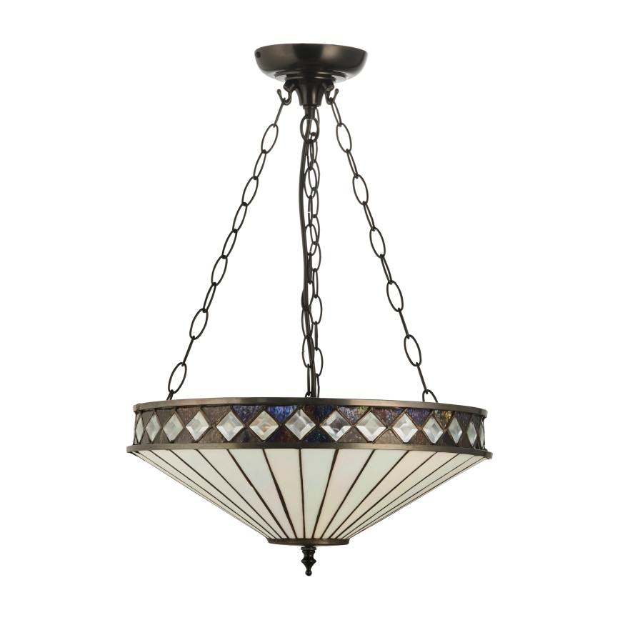 Endon 111870 - Kædeophængt Tiffany-lysekrone FARGO 3xE27/10W/230V Ø 41,5 cm