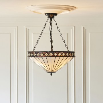 Endon 111871 - Kædeophængt Tiffany FARGO-lysekrone 3xE27/10W/230V Ø 50 cm