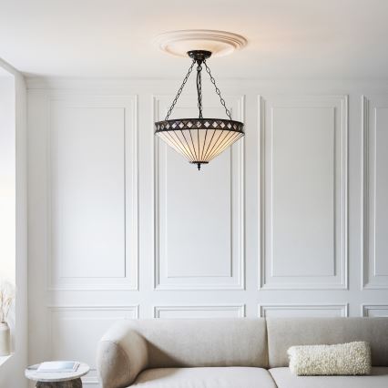 Endon 111871 - Kædeophængt Tiffany FARGO-lysekrone 3xE27/10W/230V Ø 50 cm