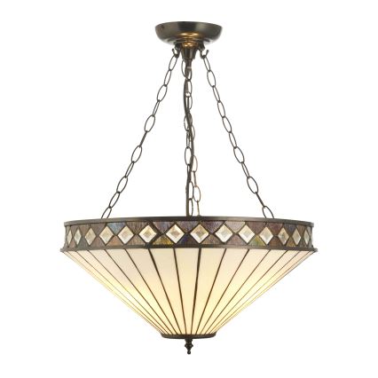 Endon 111871 - Kædeophængt Tiffany FARGO-lysekrone 3xE27/10W/230V Ø 50 cm