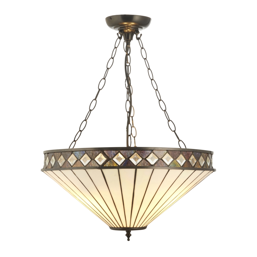 Endon 111871 - Kædeophængt Tiffany FARGO-lysekrone 3xE27/10W/230V Ø 50 cm