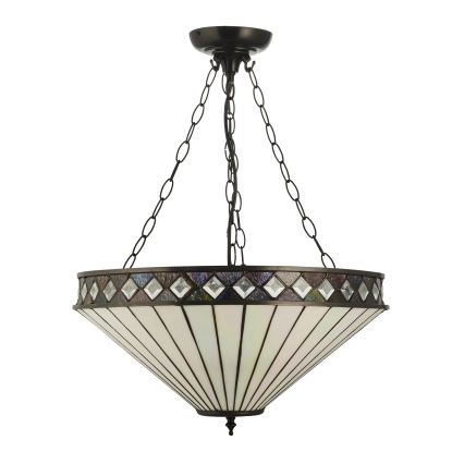 Endon 111871 - Kædeophængt Tiffany FARGO-lysekrone 3xE27/10W/230V Ø 50 cm