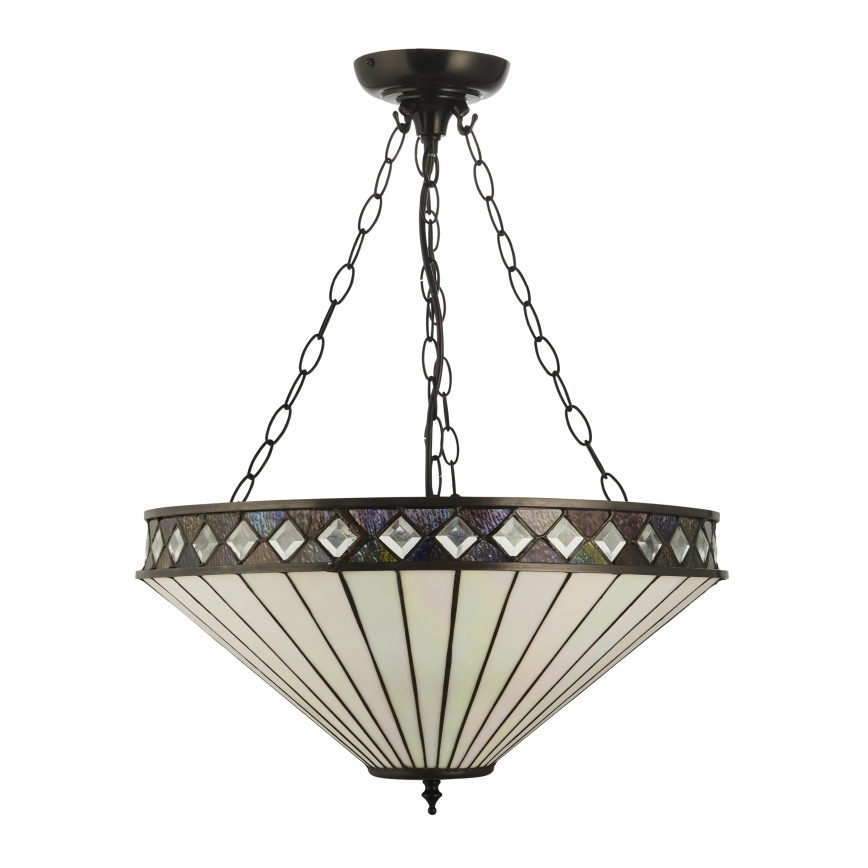 Endon 111871 - Kædeophængt Tiffany FARGO-lysekrone 3xE27/10W/230V Ø 50 cm