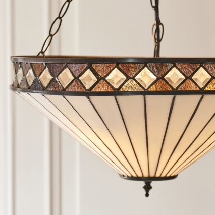 Endon 111871 - Kædeophængt Tiffany FARGO-lysekrone 3xE27/10W/230V Ø 50 cm