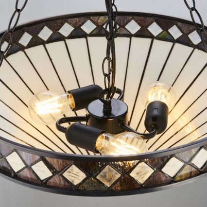 Endon 111871 - Kædeophængt Tiffany FARGO-lysekrone 3xE27/10W/230V Ø 50 cm
