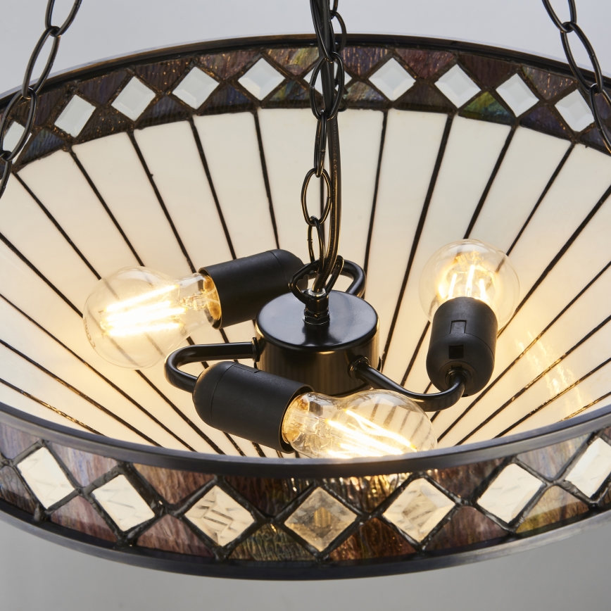 Endon 111871 - Kædeophængt Tiffany FARGO-lysekrone 3xE27/10W/230V Ø 50 cm