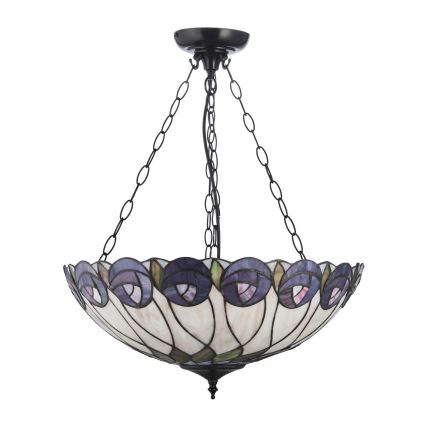 Endon 111872 - Tiffany HUTCHINSON lysekrone med kæde, 3 x E27/60 W/230 V, Ø 50 cm