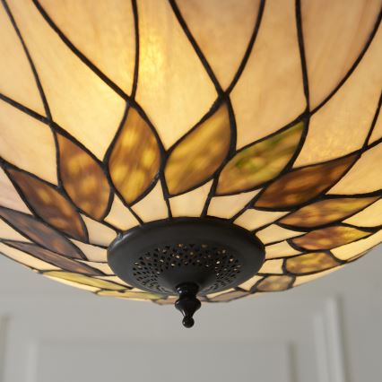 Endon 111872 - Tiffany HUTCHINSON lysekrone med kæde, 3 x E27/60 W/230 V, Ø 50 cm