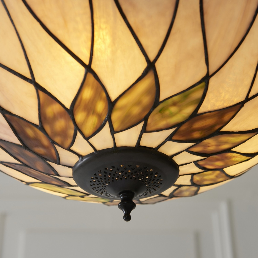 Endon 111872 - Tiffany HUTCHINSON lysekrone med kæde, 3 x E27/60 W/230 V, Ø 50 cm