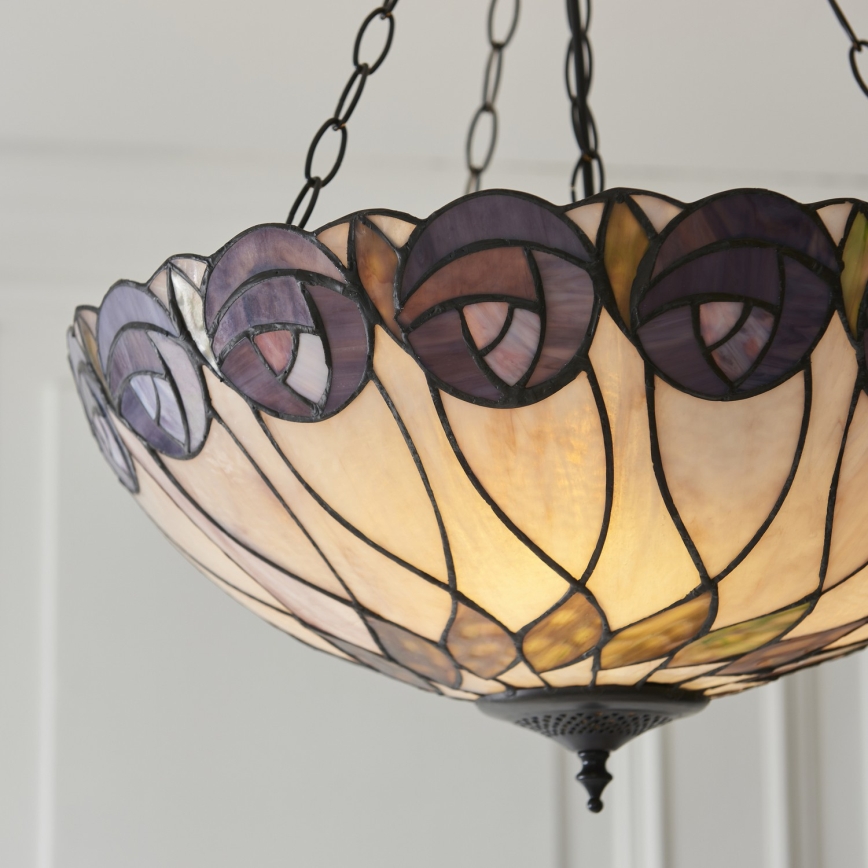 Endon 111872 - Tiffany HUTCHINSON lysekrone med kæde, 3 x E27/60 W/230 V, Ø 50 cm