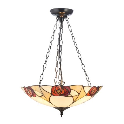 Endon 111879 - Kædeophængt Tiffany-lysekrone INGRAM 3xE27/10W/230V Ø 45 cm