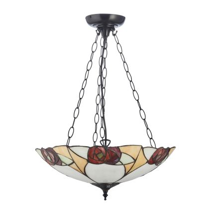 Endon 111879 - Kædeophængt Tiffany-lysekrone INGRAM 3xE27/10W/230V Ø 45 cm