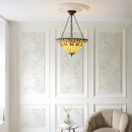 Endon 111881 - Lysekrone med kæde Tiffany JAMELIA 3xE27/10W/230V Ø 50 cm