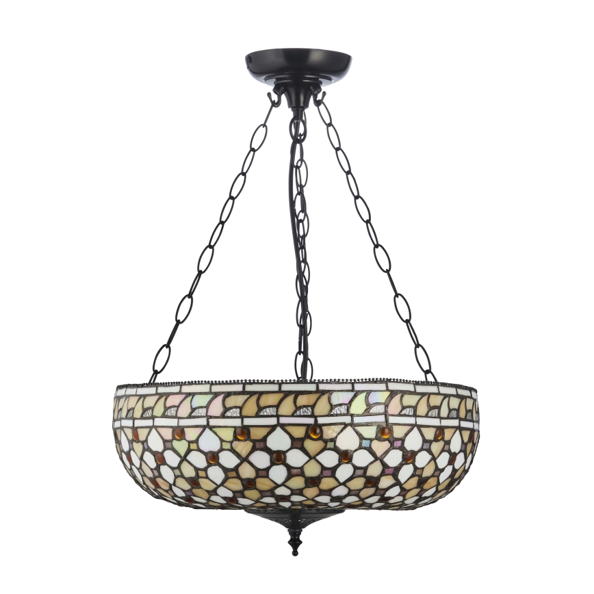 Endon 111882 - Kædeophængt Tiffany-lysekrone MILLE FEUX 3xE27/10W/230V Ø 45 cm