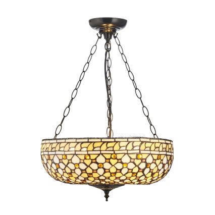 Endon 111882 - Kædeophængt Tiffany-lysekrone MILLE FEUX 3xE27/10W/230V Ø 45 cm