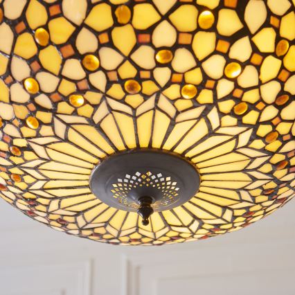 Endon 111882 - Kædeophængt Tiffany-lysekrone MILLE FEUX 3xE27/10W/230V Ø 45 cm