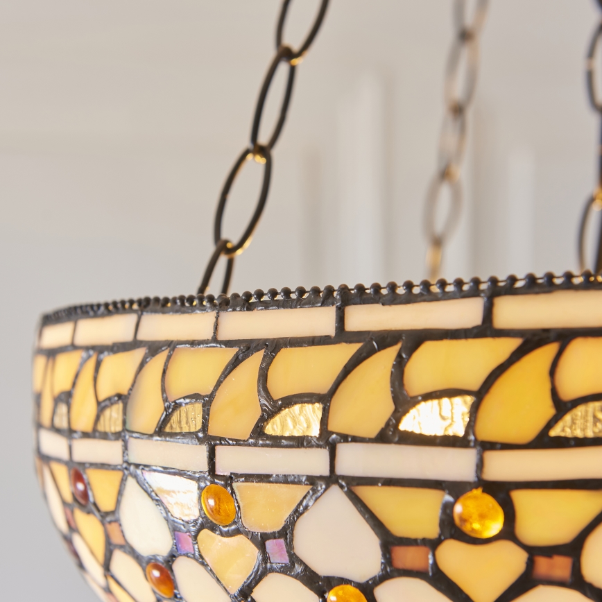 Endon 111882 - Kædeophængt Tiffany-lysekrone MILLE FEUX 3xE27/10W/230V Ø 45 cm