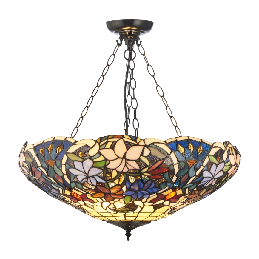 Endon 111887 - Lysekrone på kæde Tiffany SULLIVAN 3xE27/10W/230V Ø 57 cm